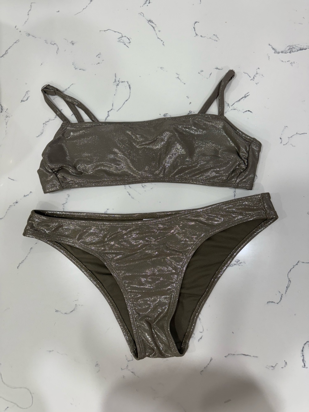 Xhilaration Metallic Bronze Bikini Set Size L Two Piece Swimsuit